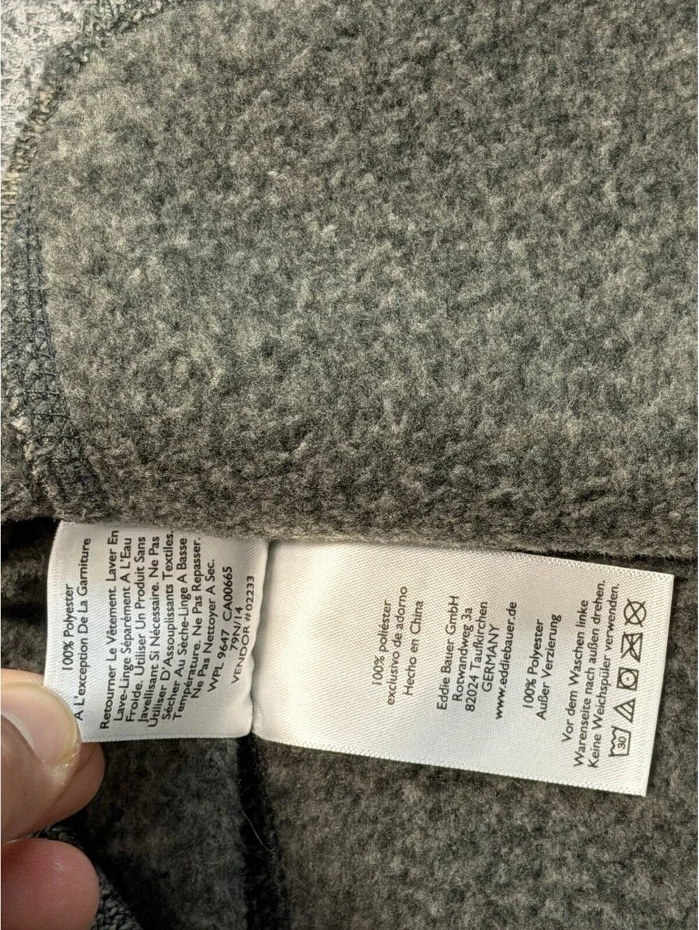 Eddie Bauer Men’s Large Quarter Zip Sweater Fleece Pullover Gray Heather Outdoor